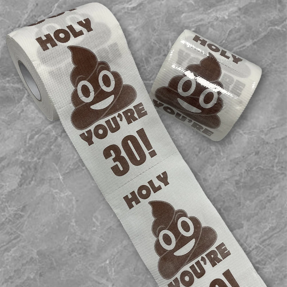 Poop Printed Happy Prank Toilet Paper 30st Birthday Decorations Toilet Paper Holy You\'re 30 Printed Toilet Paper Party Supplies