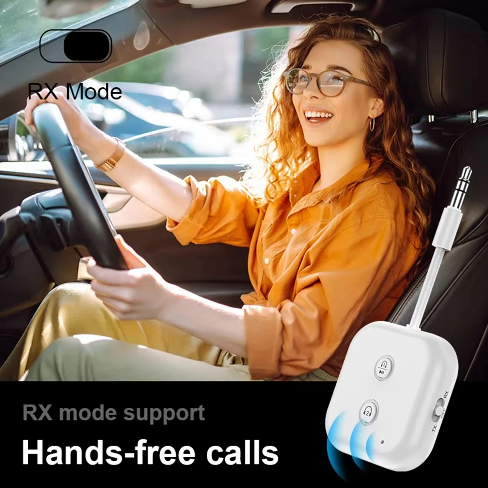 2 In 1 Bluetooth 5.3 Audio Transmitter Receiver 3.5MM AUX Stereo Wireless Adapter With Mic For Car Airplane TV PC