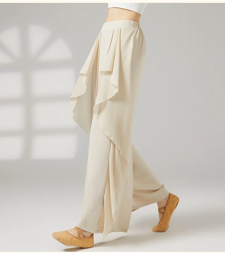 中国の民族舞踊古典舞踊キュロット女性ルーズワイドレッグパンツ菌類レース妖精ボディ韻ダンスウェアパンツ