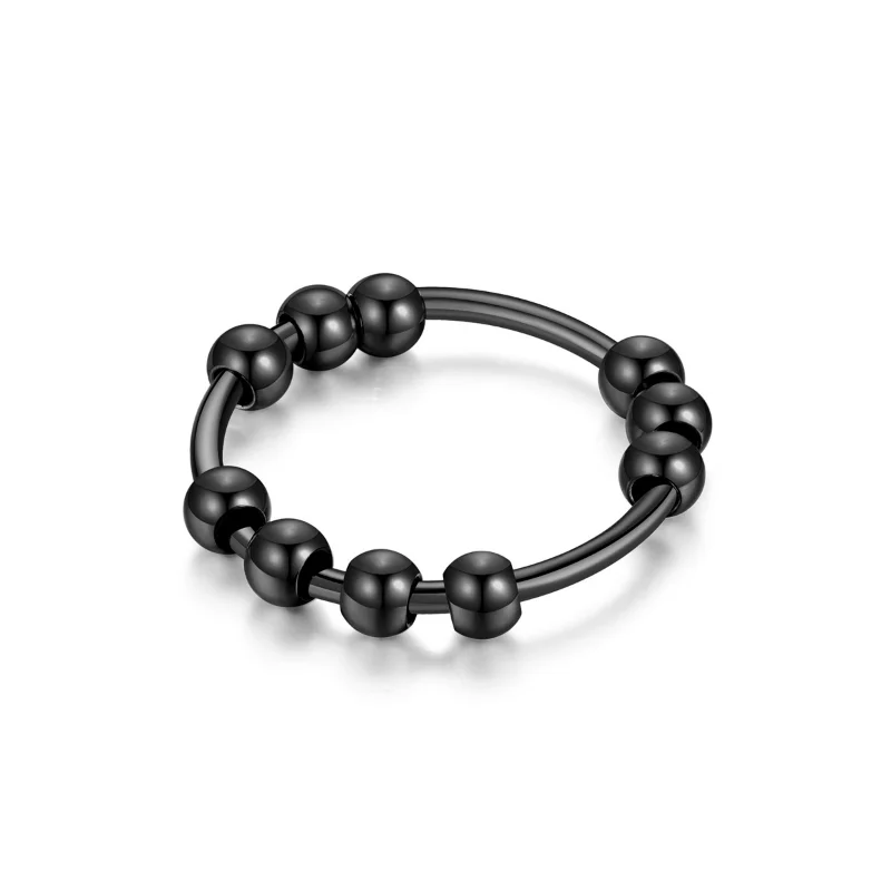 New Stainless Steel Beads Anxiety Rings Stress Relief Fidget Rings For Women Men INS Simple Style Fashion Jewelry Gifts Trend