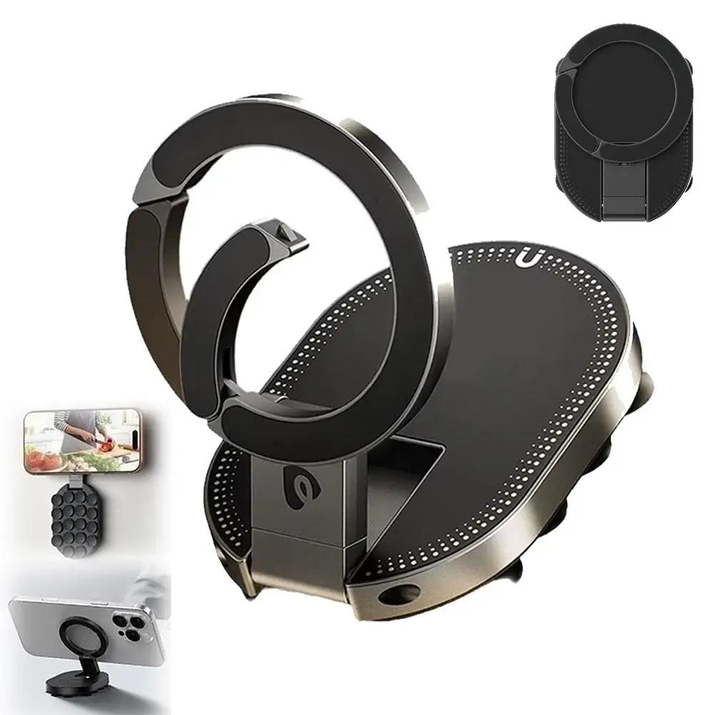Suporte Magnético 3 em 1 para Telefone com Sucção, Suporte Magnético Rotativo Montável na Parede, Suporte Ajustável e Portátil para Celular