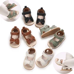 HAIZHIW  Toddler Rubber Sole Flat Anti-slip First Walkers Crib Baby Shoes Summer Baby Sandals Baby Boy Girl PU Leather Shoes