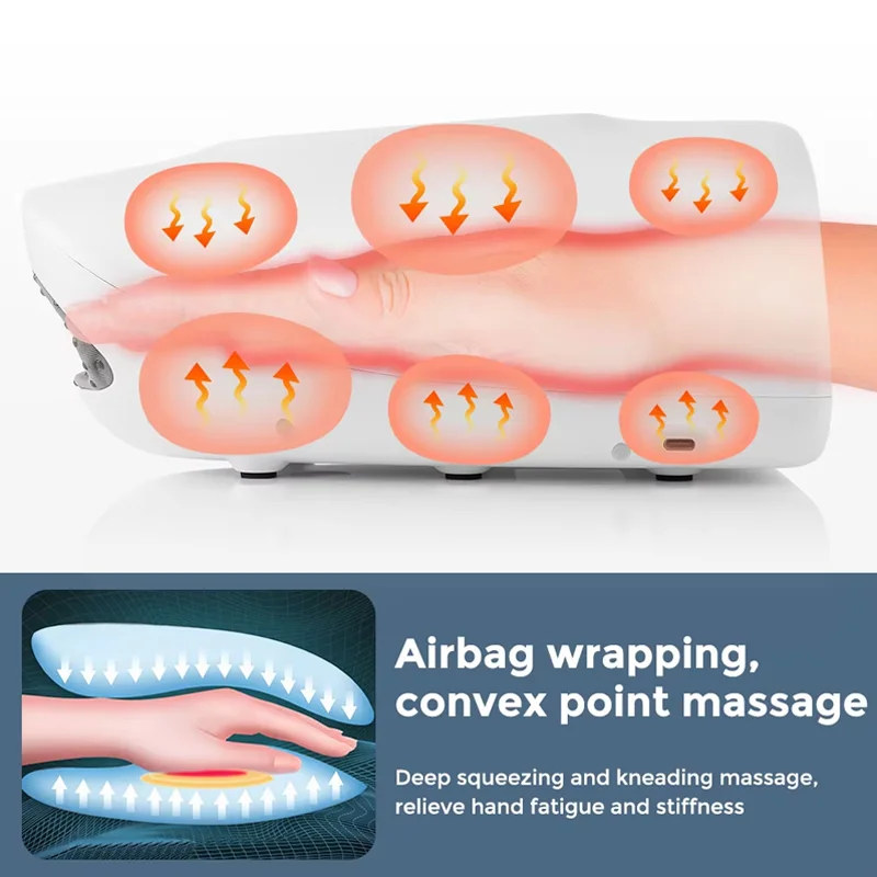 Rechargeable Hand Massager Hot Compress Simulated Massage Vibration Hand Warmer Relieve Hand Muscle Soreness For Office Workers