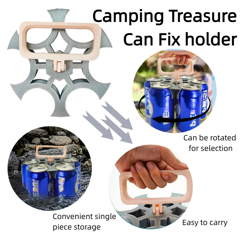 

Outdoor Picnic Beer Extractor - Portable Rotating Basket with Plastic Handle Camping Drink Holder Fixed Rack Supply Tool