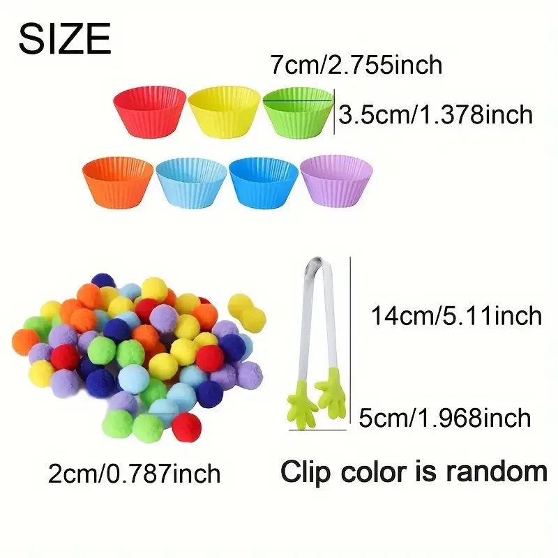 Children Montessori toys teaching aids baby color matching classification Counting early educational hairball Skill Learning toy