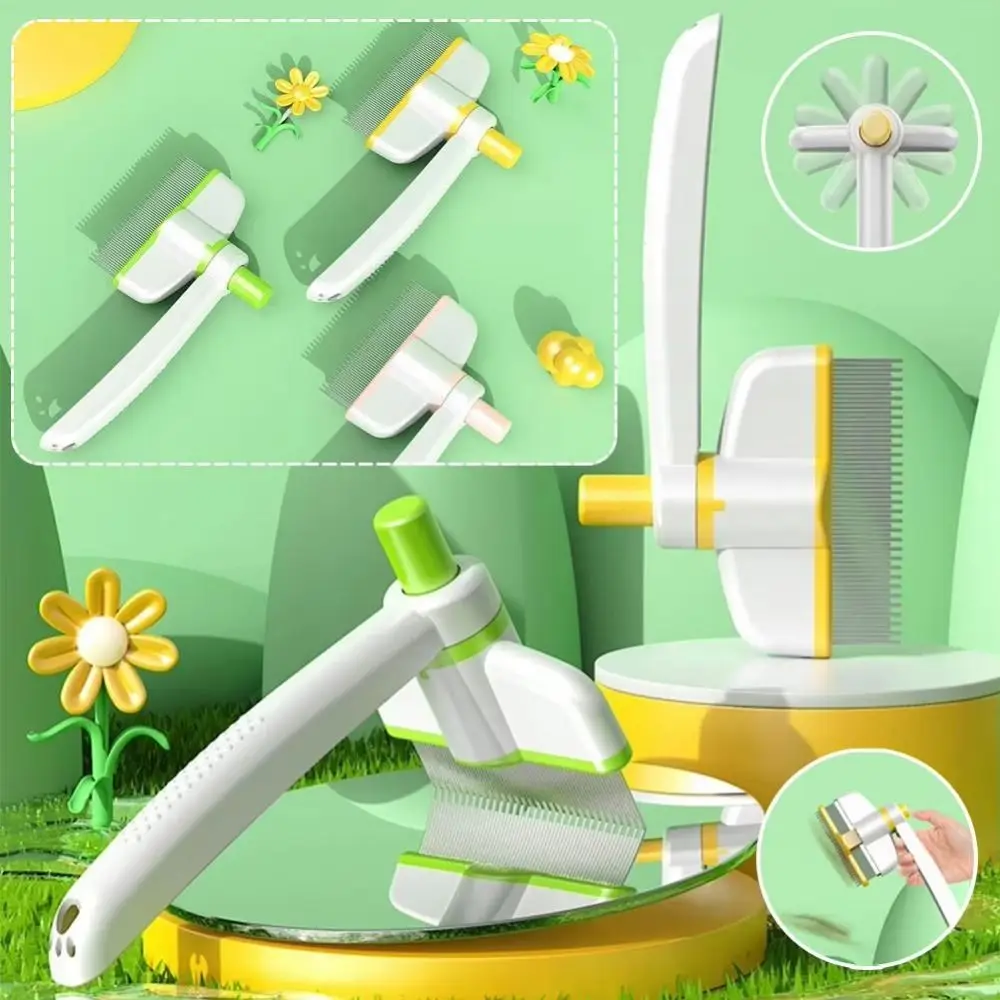 

Release Button Pet Hair Removal Comb 360-Degree Rotating Head Comfortable Dog Hair Remover Detangling Ergonomic Handle