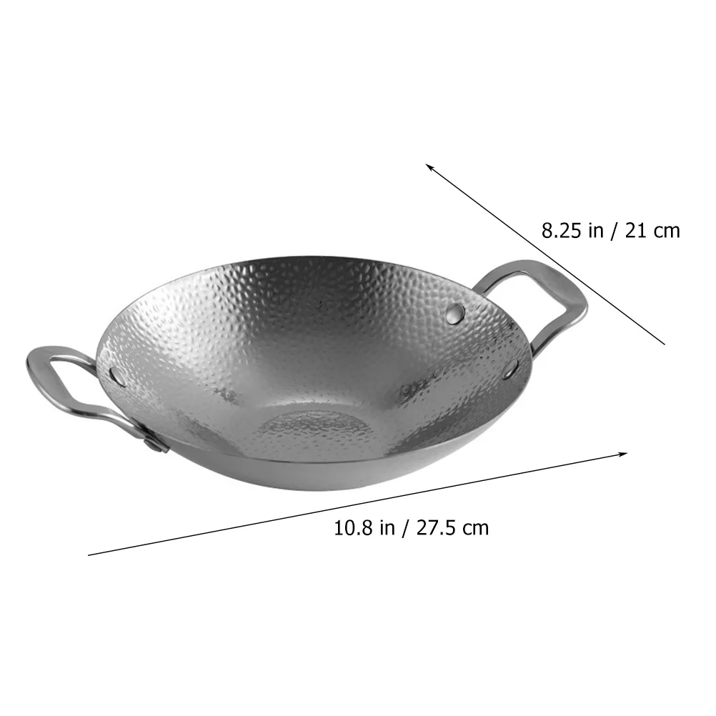 

1pc Hammered Stainless Steel Dry Double Handle Resistant Cooking Even Heat Distribution Kitchen Cookware For