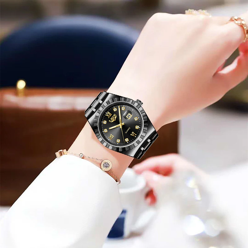 LIGE 2025 TOP Women's Watch simple luminous creative watches stainless steel calendar waterproof quartz wristwatch lady relogio