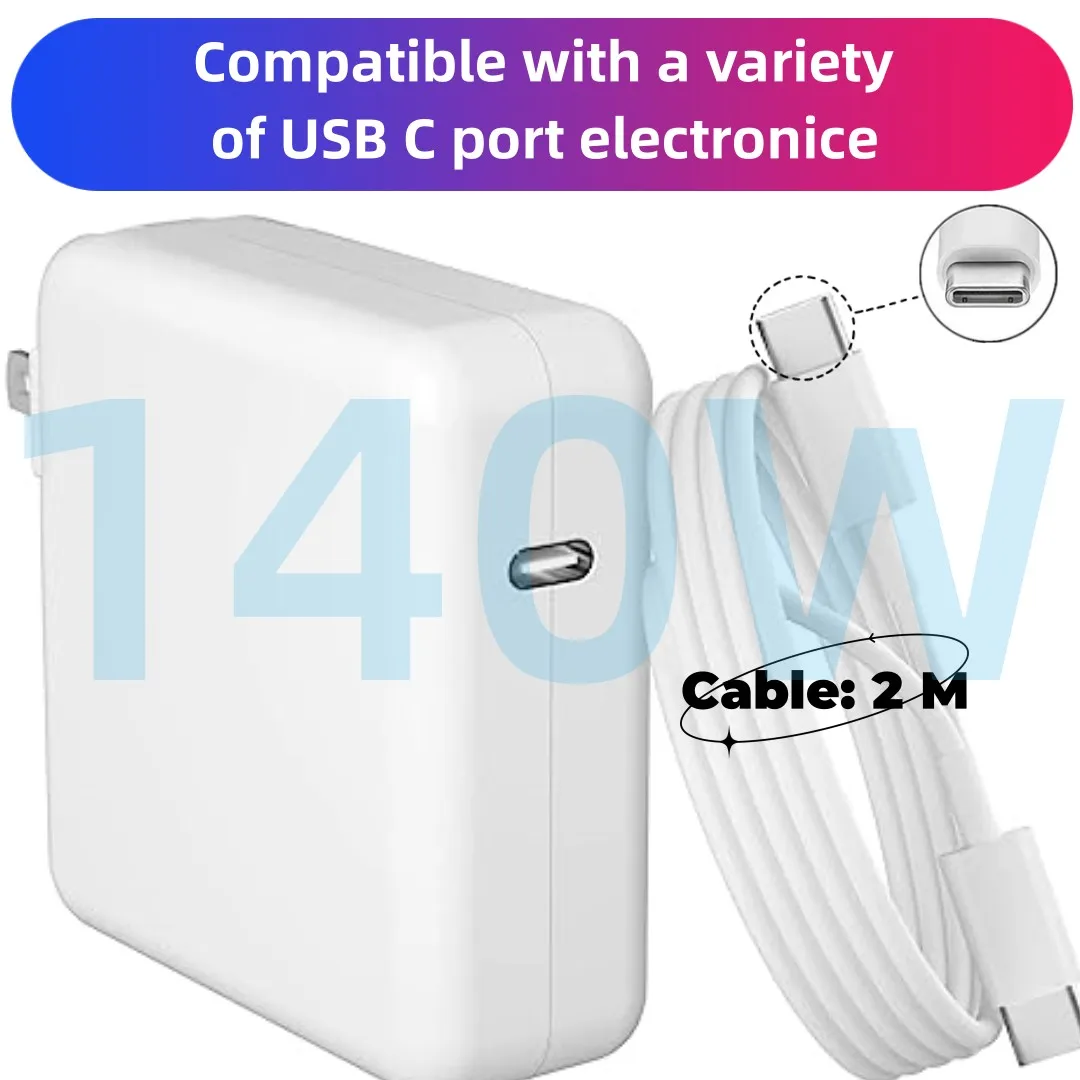 140W USB C Charger Power Adapter for MacBook Pro 16 Inch, MacBook Pro, MacBook Air, PD 3.1 28V Perfect for M1 / ​​M2 Laptops