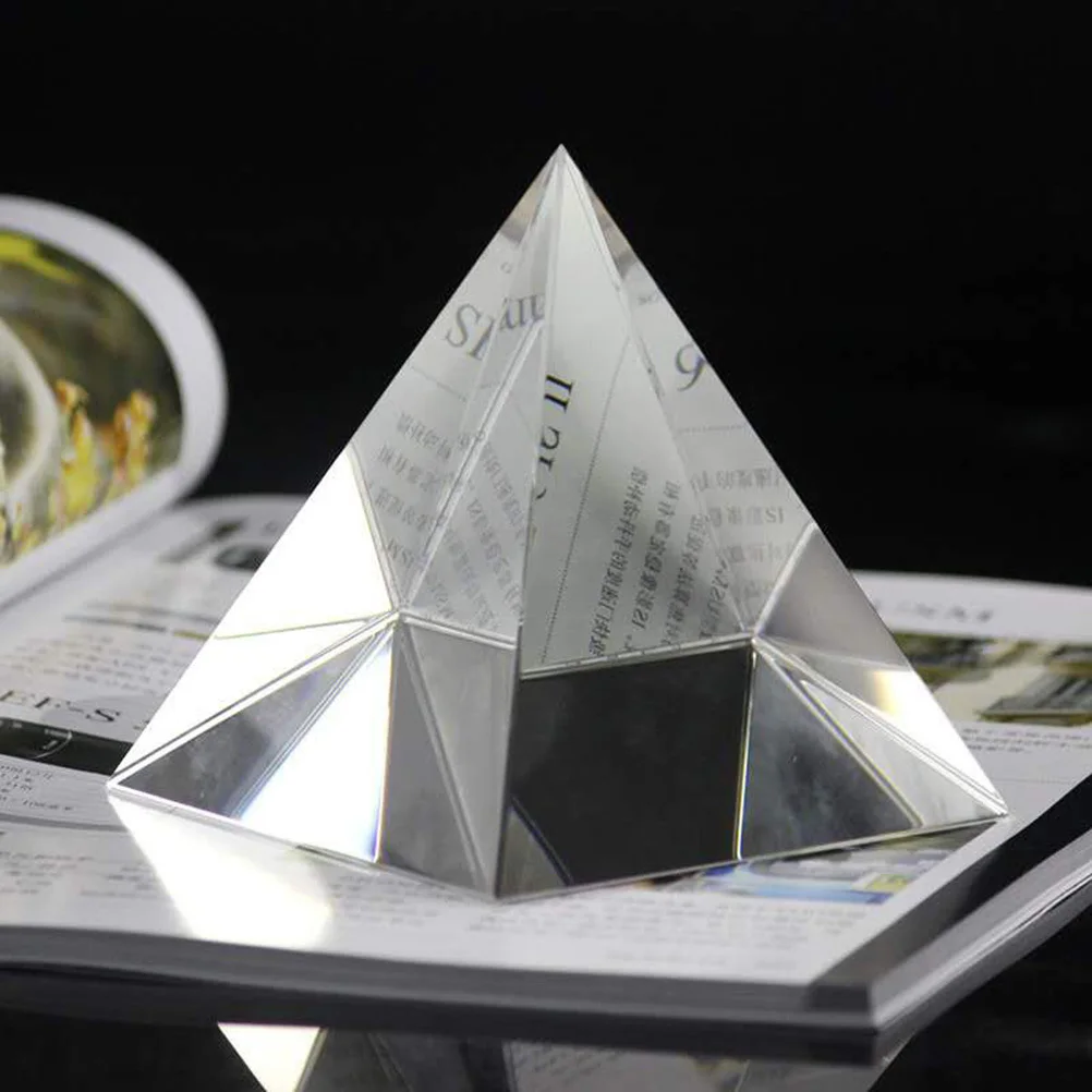 

1Pcs Four Sides 80mm Glass Pyramid Crystal Prism Rainbow Optical Meditation Desk Ornament Home Decor Desk Ornament
