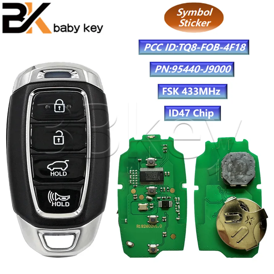 

BB ключ для Hyundai Kona 2018 2019 2020 KEYECU 433 МГц ID47 чип FCC ID: TQ8-F0B-4F18 P/N: 95440-J9000 умный безключевой дистанционный ключ