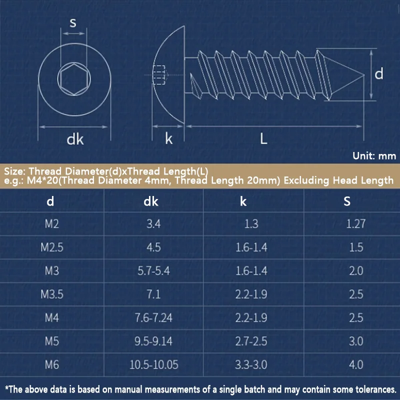 5/10/20/30~100pcs M3 M3.5 M4 M5 M6 Nickel Plated Grade 8 Carbon Steel Button Head Hex Socket Allen Head Self Tapping Wood Screw