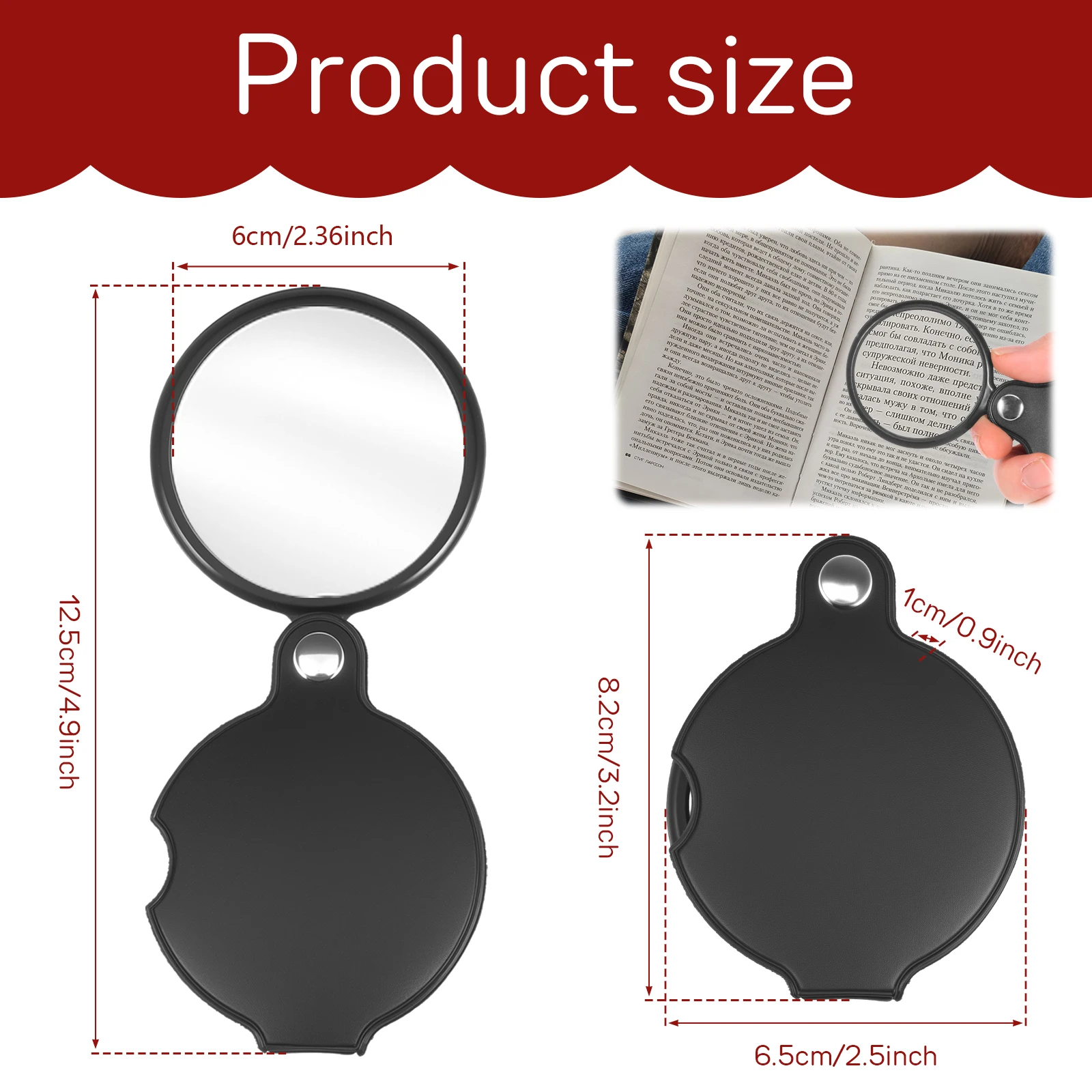 5X Small Folding Magnifying Glass Loupe Portable Pocket Magnifier with Rotating Protective Cover for Reading Jewelry Inspection