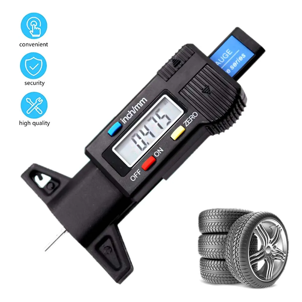 LCD digital tire tread depth gauge Tire monitoring system Stainless steel caliper depth gauge inspection measuring tool