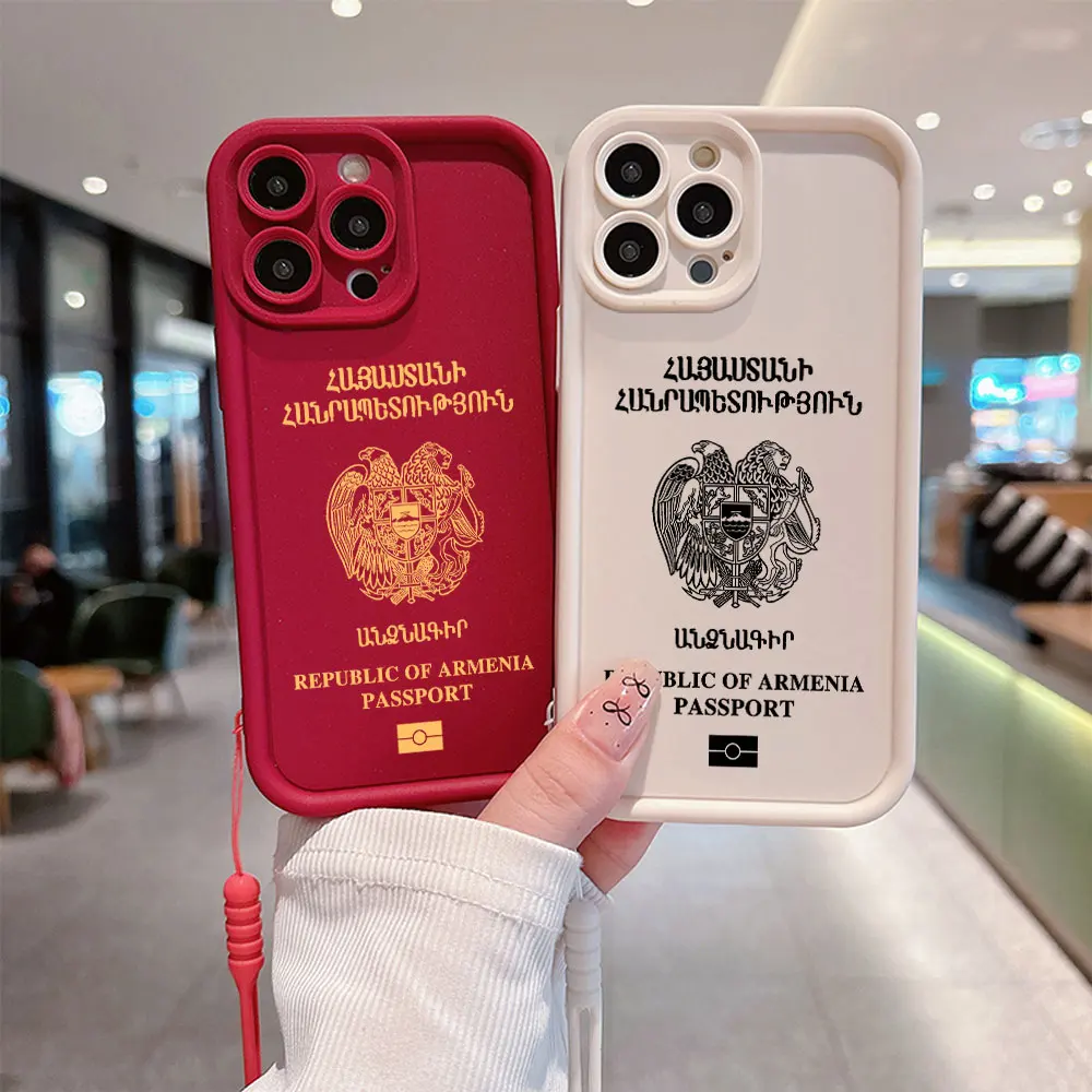 Armenia Passport Phone Case For Samsung A03 A04 A05S A10S A11 A12 A20S A21S A13 A14 A54 A34 A53 A33 Cover With Hand Strap