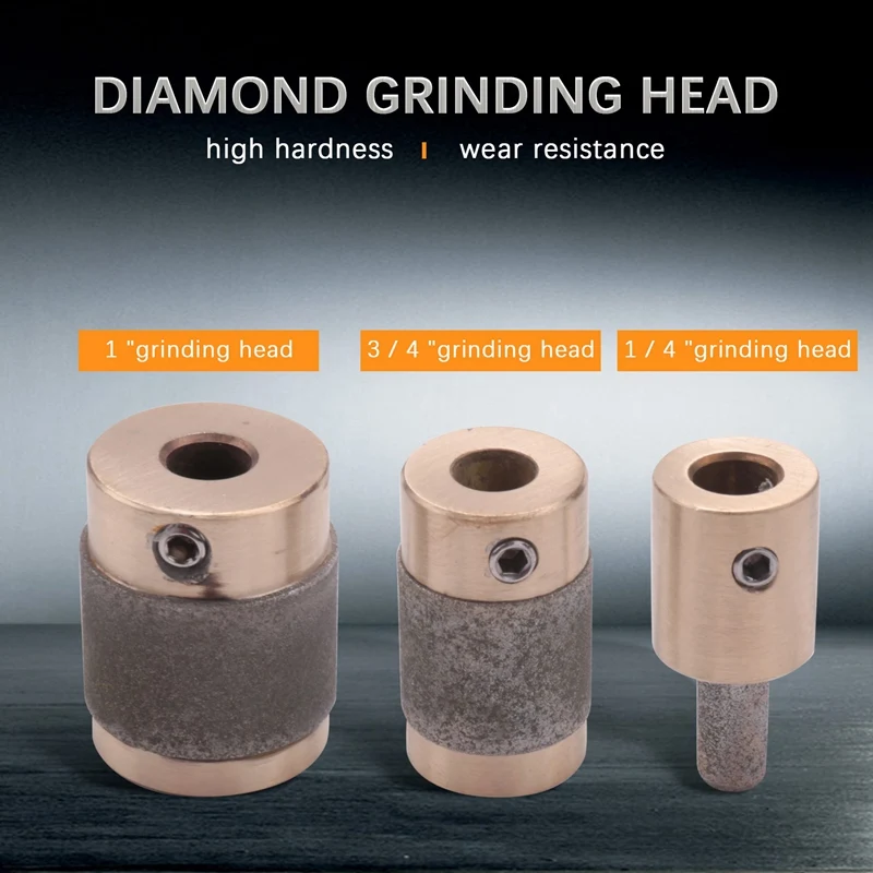 NEW-3Pcs Grinder Head 1 Inch 3/4 Inch 1/4 Inch Brass Core Standard Grit Stained Glass Grinder Bit Head For Glass Stone