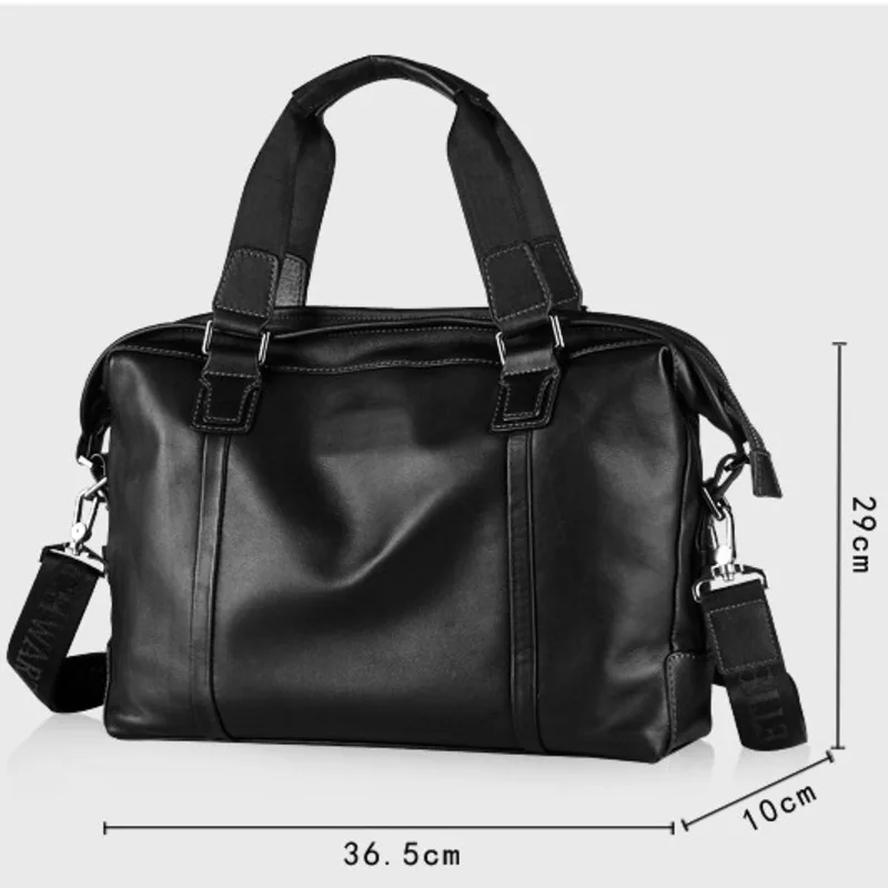 Borsa a tracolla casual in vera pelle da uomo, borsa alla moda, grande capacità, orizzontale, per computer, strato superiore in pelle bovina, valigetta da lavoro