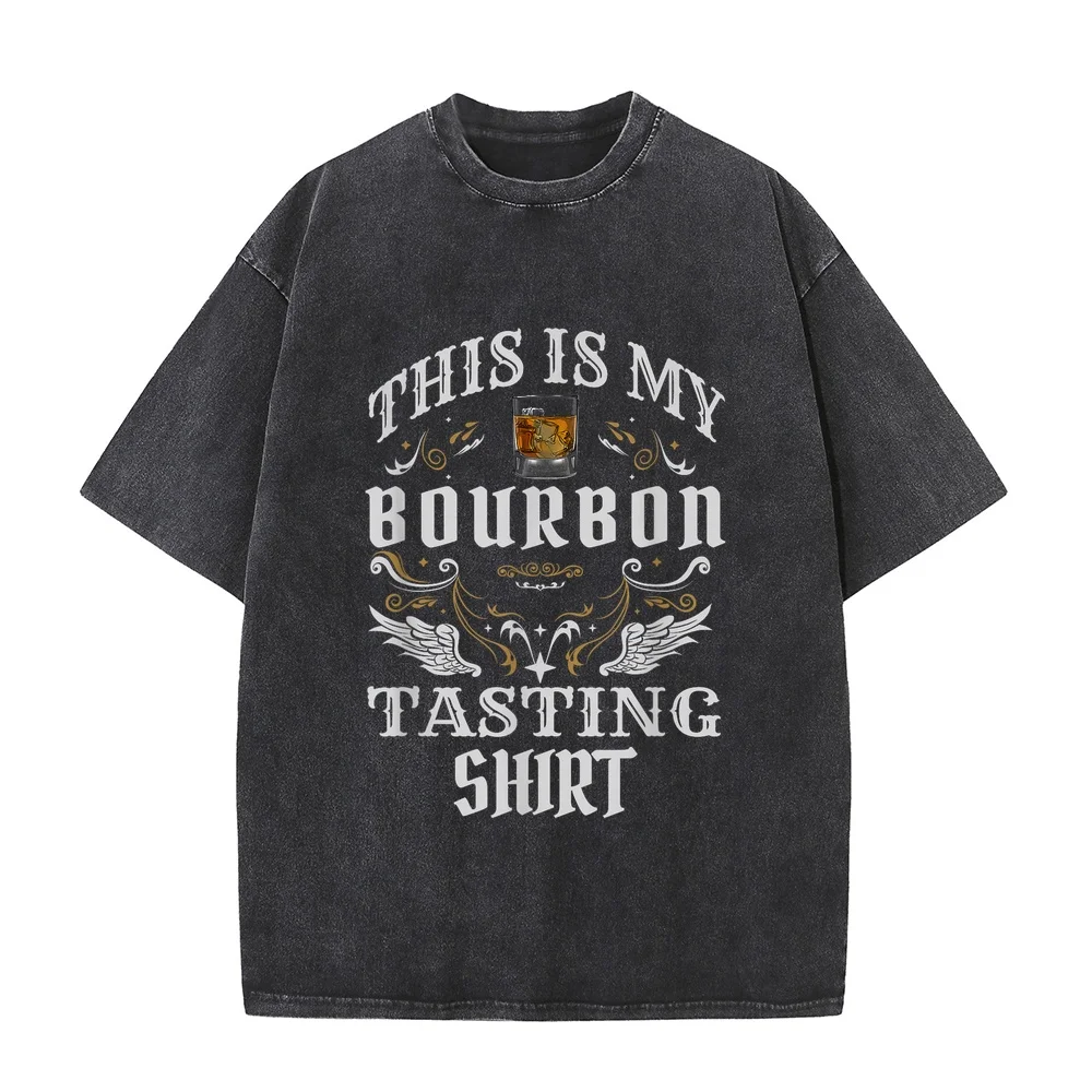 Camiseta divertida para hombre, camiseta rosa con estampado de Whiskey This Is My Bourbon, camiseta informal unisex de talla grande con humor para hombre