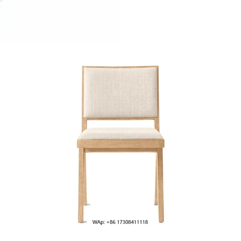 

style simple dining chair, American country fabric backrest home stool, retro solid wood armrest dining chair