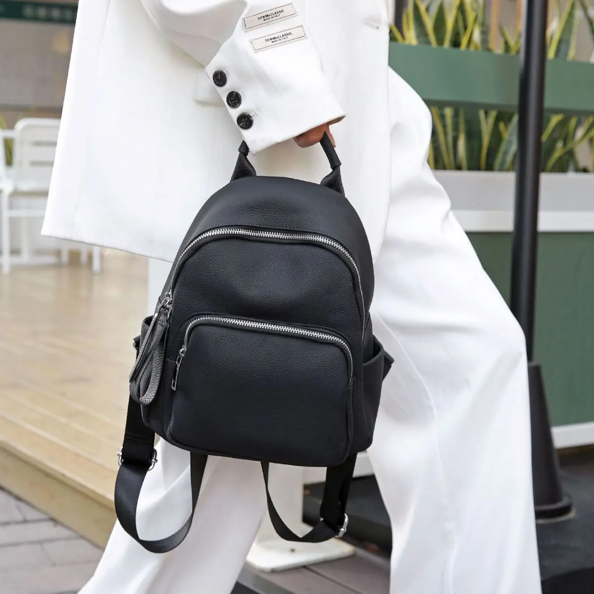 Small Real Cow Leather Backpack Anti-theft Ladies Travel Bag Casual Genuine Leather Bagpack