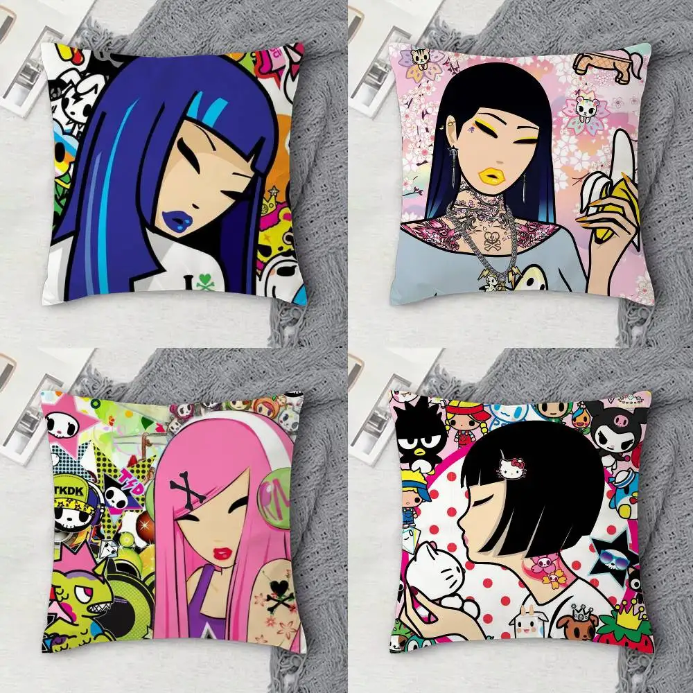 

Fashion T-tokidokiS Double-sided Printed Square Decorative Cushion Cover for Sofa Living Room Home Decor