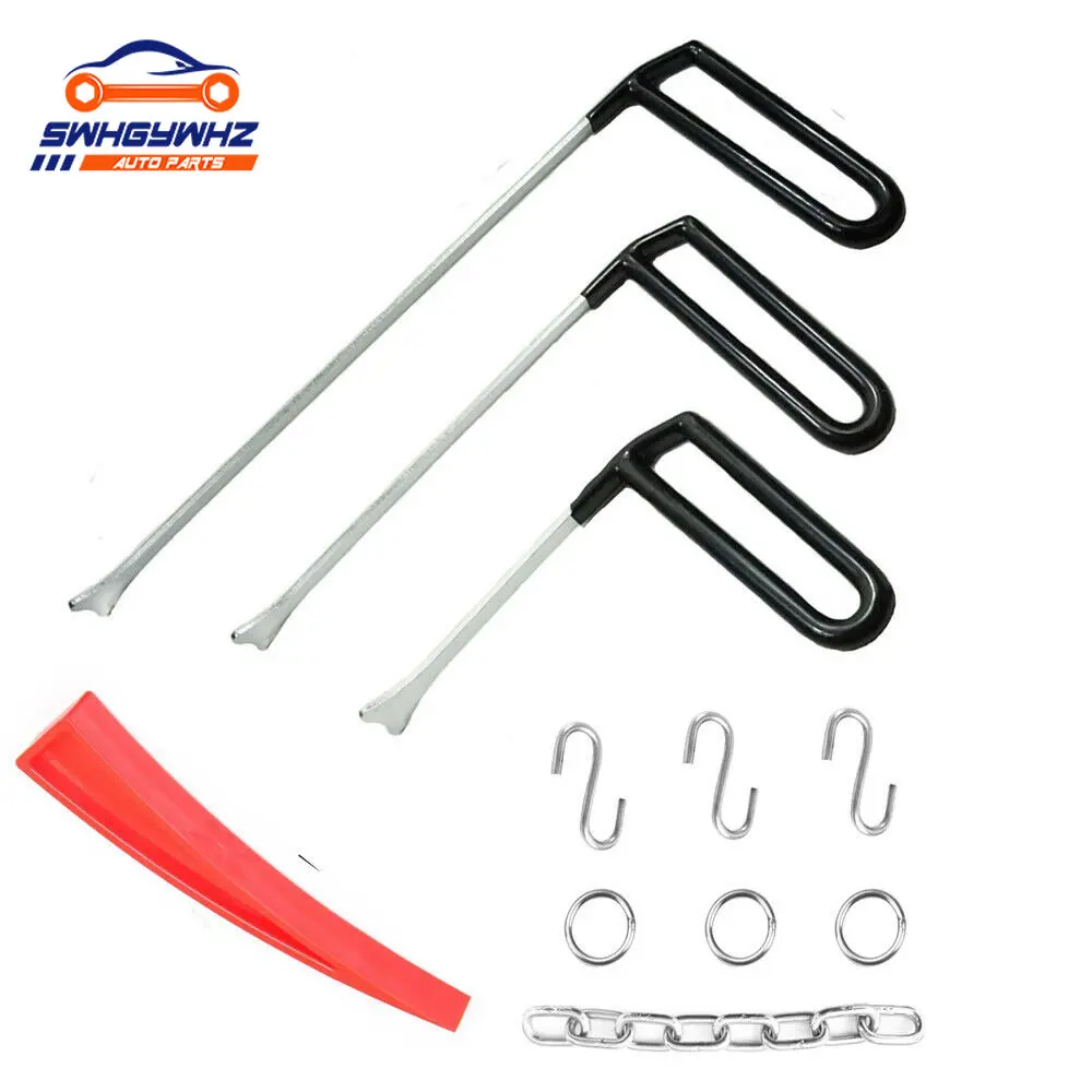 Car Dent Repair Kit Whale Tail Black Rod Tool Dent Repair Stick with S Hook Red Wedge Kit Flat Hook