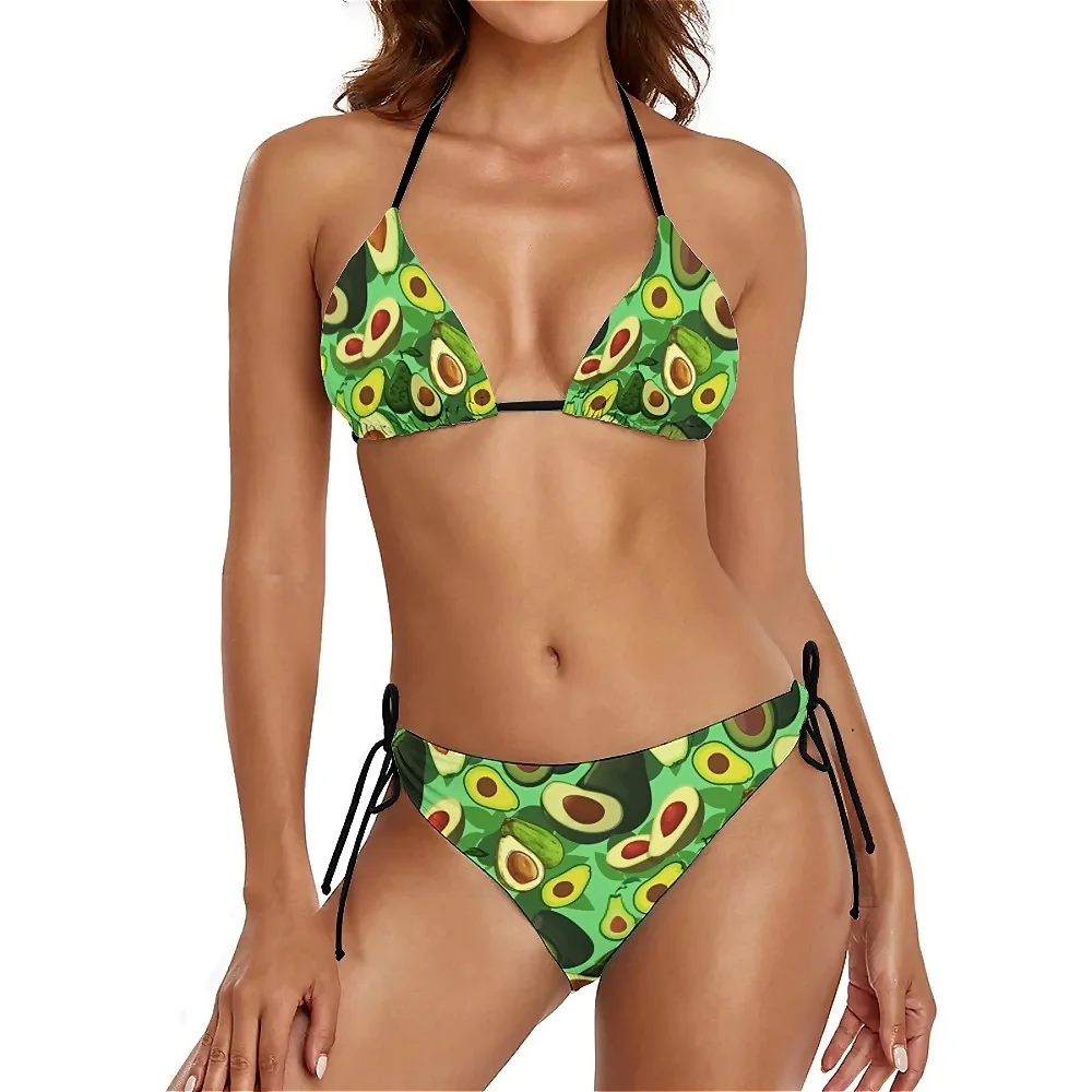 

Милый купальник-бикини с авокадо и фруктовым принтом