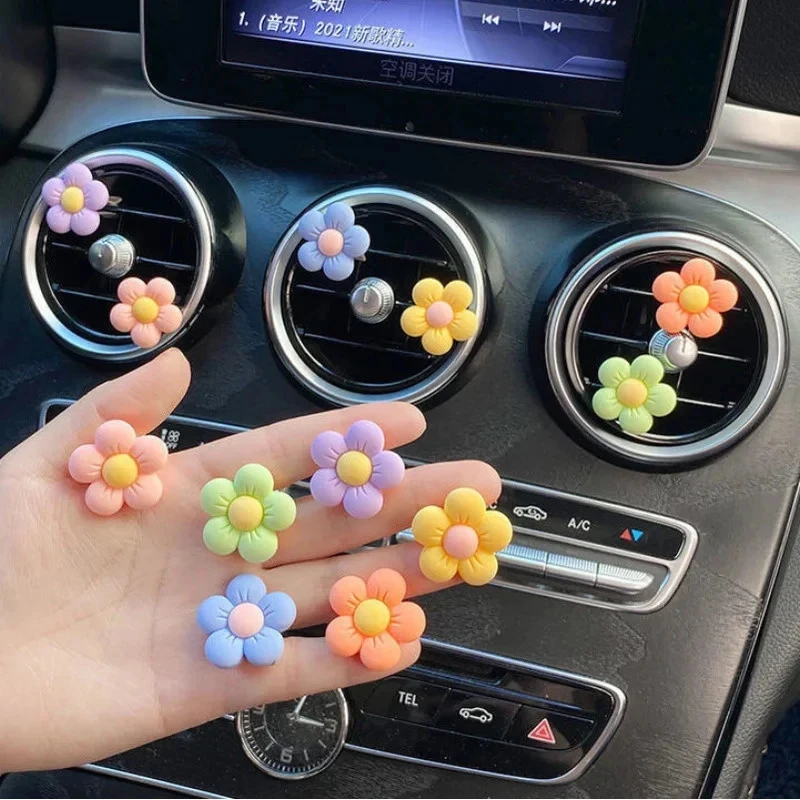 1/2/4pcs Cute Flower  Aromatherapy Car Air Outlet Decoration Perfume Clip Air Freshener Colorful Flora Decor Auto Accessories