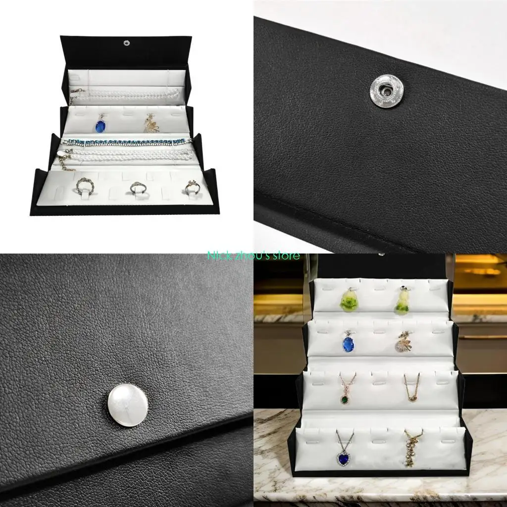 

E15E Jewelry Organizers With Dedicated Spaces Versatile PU Leather Jewelry Storage Box With Customizable Pockets for Travels