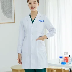 Personalised Lab Coat Women Long-sleeved Thick Laboratory Robes Free Printing Logo School Students Teaching Uniform