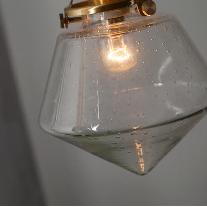 

Dasmani Handmade Brass Pendant Lamp Mouth Blown Clear Crystal Bubble Glass Suspension Hanging Ceiling Chandelier