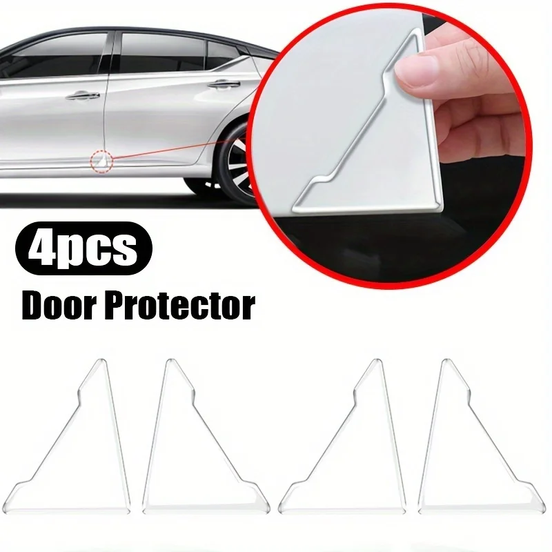 4pcs Universal Car Door Corner Anti-collision Covers, Transparent Silicone Protector Anti-Scratch Stickers Door Protection Cover