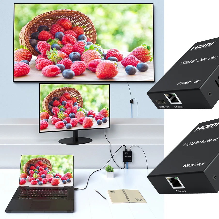 150M HDMI IP Extender 200m 300m IP Cat6 Cable HDMI Ethernet Extender Audio Video Transmitter and Receiver for Laptop PC To TV