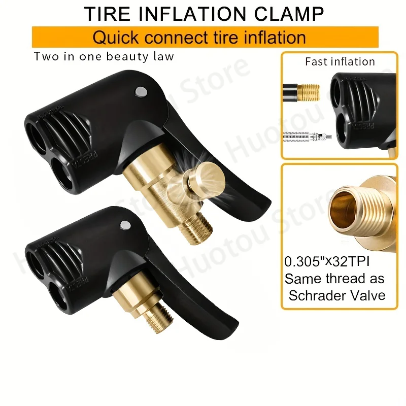 Tire Inflatable Chuck 2-in-1 Function American French Tire Nozzle Inflatable Treasure Conversion Chew For Car Motorcycle