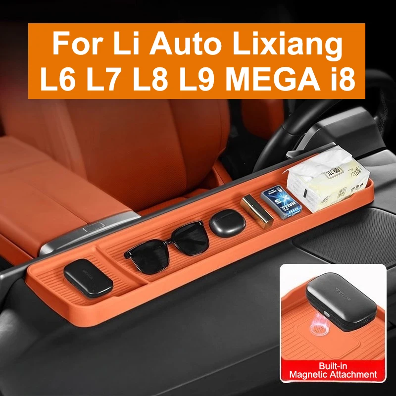 Para Li Auto Lixiang L6 L7 L8 L9 MEGA i8 pantalla trasera caja de almacenamiento de silicona consola central tablero organizador bandeja Accesorios