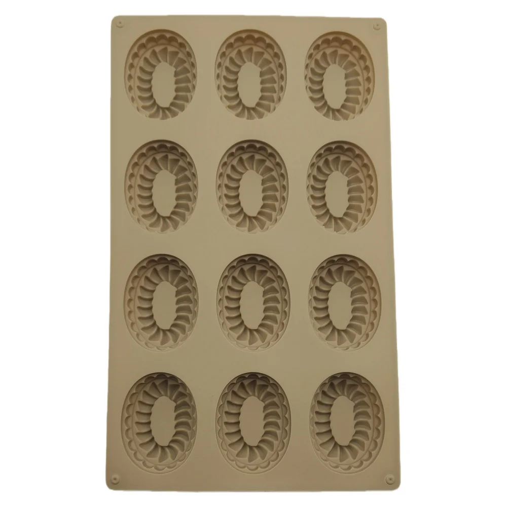 

New Arrival 12 Hole Elliptical Gear Silicone Mousse Mold Cookie Series Silicone Cake Mold French Dessert Chocolate Baking Tools