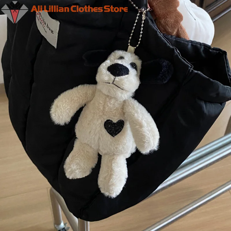 New Cute Plush Black Love Puppy Keychain Toy Stuffed Animal Puppy Doll Toys Backpack Bag Pendant Hanging Girl Gifts
