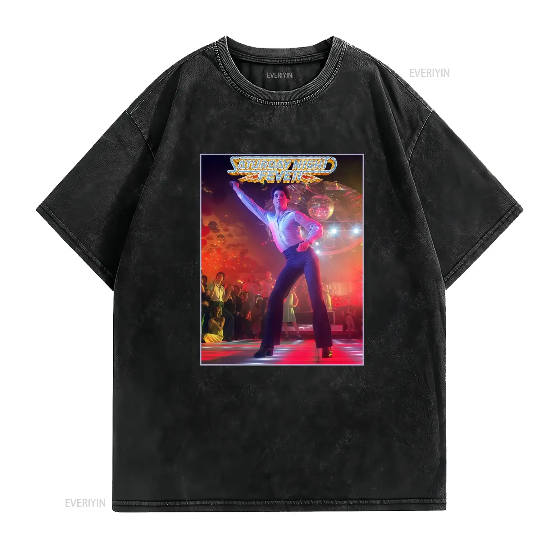 Vintage 70s Saturday Night Fever Disco Dance Classic Movie Print Casual T Shirt vintage Washed Top For Everyday Wear graphic