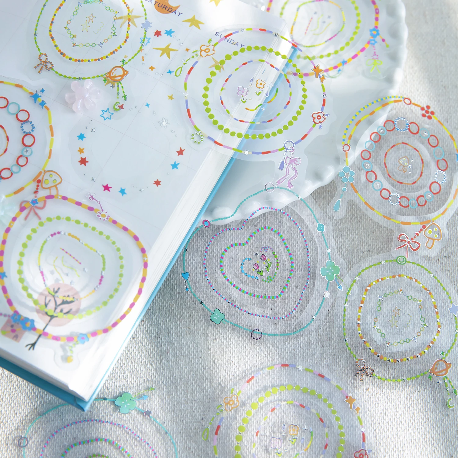 

10pcs Three dimensional silver die-cutting stickers, fresh hand account materials, DIY diary cards, decorative stickers
