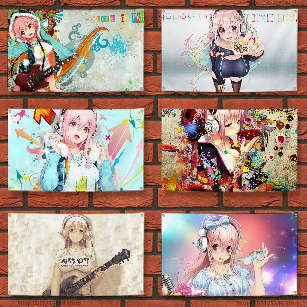 Super S-Sonico Flag Custom Flags Wall Hanging Tapestry Outdoor Decorative flag Background Blanket