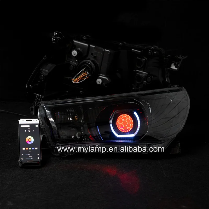 For TOYOTA N70 Custom Headlight Cuboid Angel Eye Turbine RGB Sequential Indicator+DRL