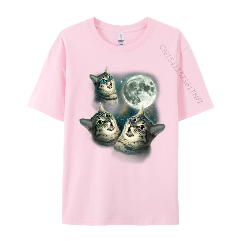 Funny Cat Three Cat Moon 3 Wolfs New Coming Man Tshirts Casual Tops Tees Cotton Fabric Birthday Luxury Designer T-Shirts