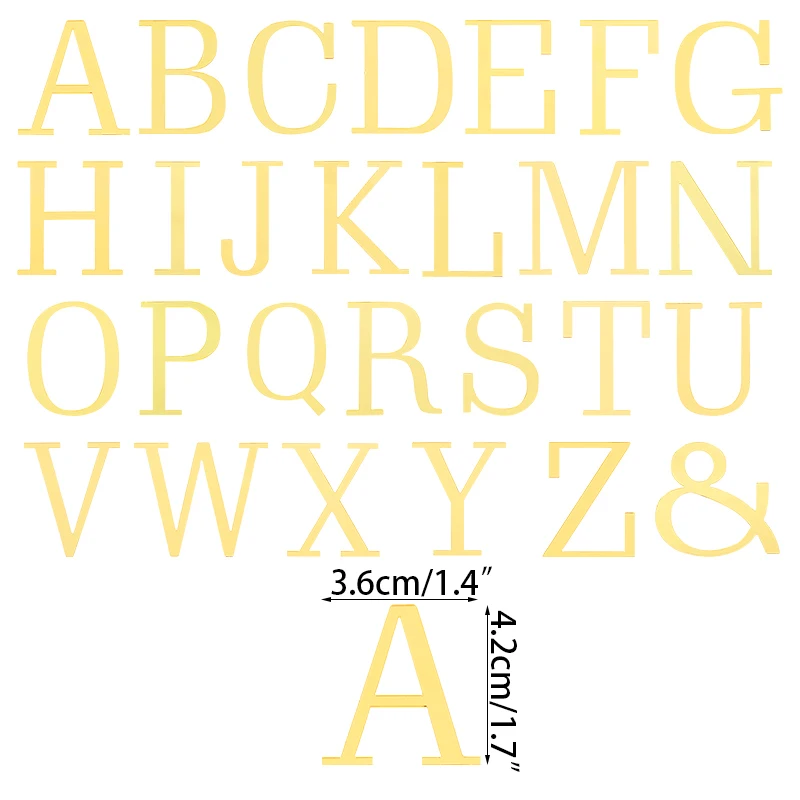 Golden Mirror Acrylic English Letter Alphabet Cake Decor DIY Personalise Name Cake Topper For Wedding Birthday Party Cake Decor - Image 6