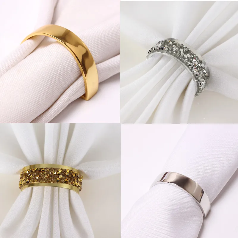 

6PCS Gold Diamond Napkin Rings Christmas Thanksgiving Napkin Holder Buckles for Wedding Birthday Party Dinnig Table Decoration