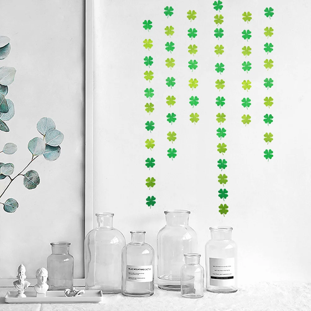 

Four Leaf Clover Garland 8x6.5cm Flags 4 Meter Long No Assembly Needed Shamrock Banner for St Patricks Day Decorations