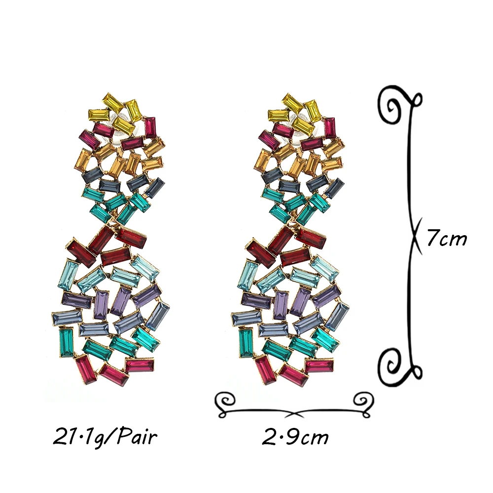 Vintage Kleurrijke Geometrische Holle Oorbel Voor Vrouwen Statement Glanzende Onregelmatige Grote Bengelende Oorbellen Feest Sieraden Cadeau