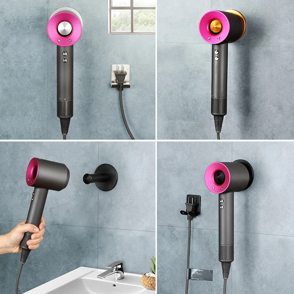 For Hair Dryer Hanger Wall Mount Holder for Bathroom Metal Accessories Hanging Shelf Rack Portable Storage-B