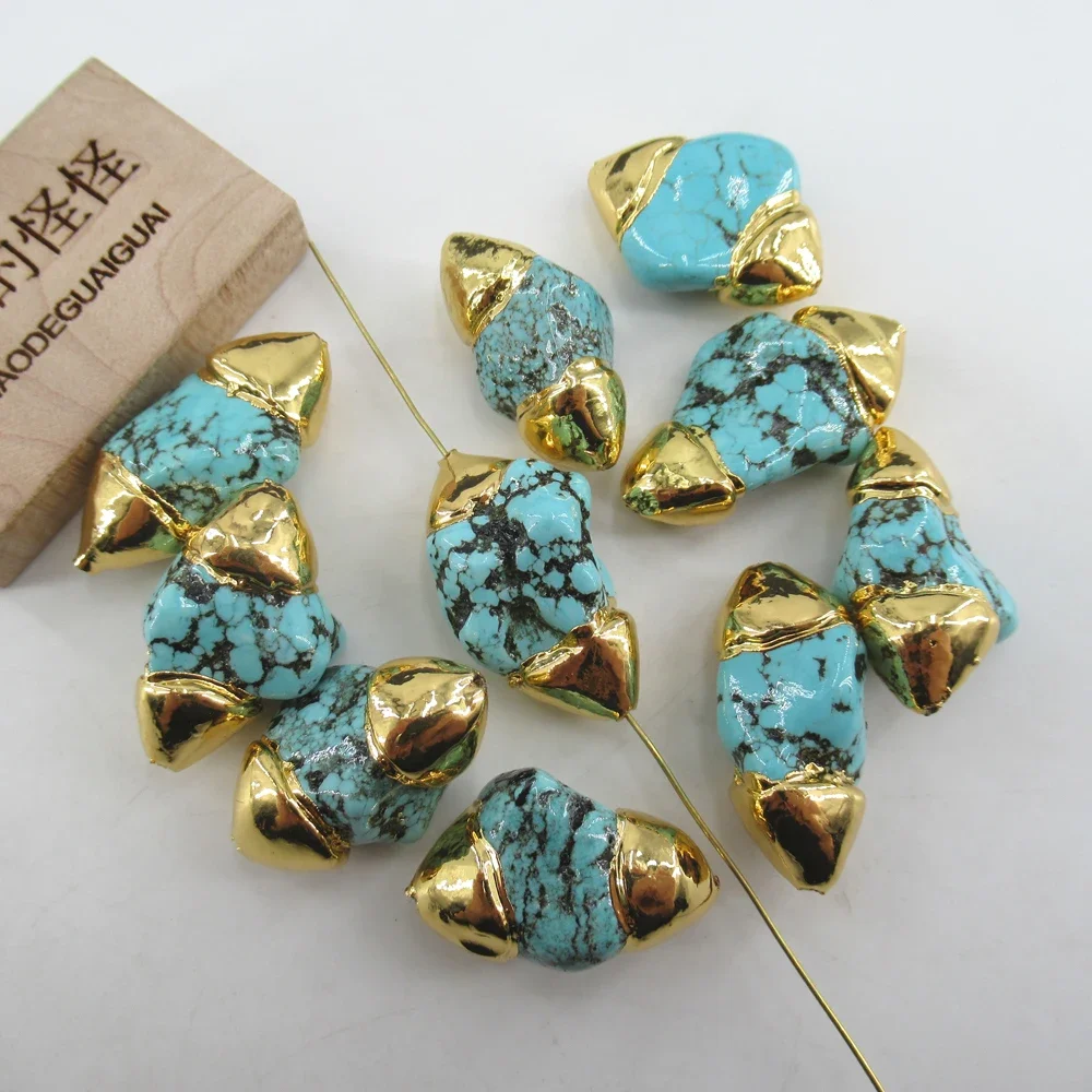 5 Pcs Blue Turquoise Freeform Nugget Beads Finding Jewelry Accessories
