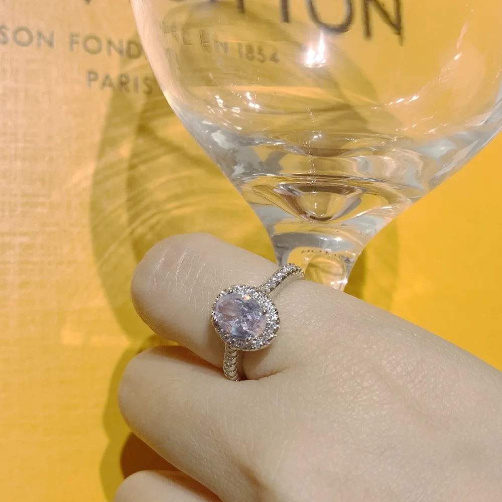 

MDLFES Moissan Diamond Style Овальная имитация муассана Европа и США модное кольцо 1,0 карата с голубиным яйцом женское