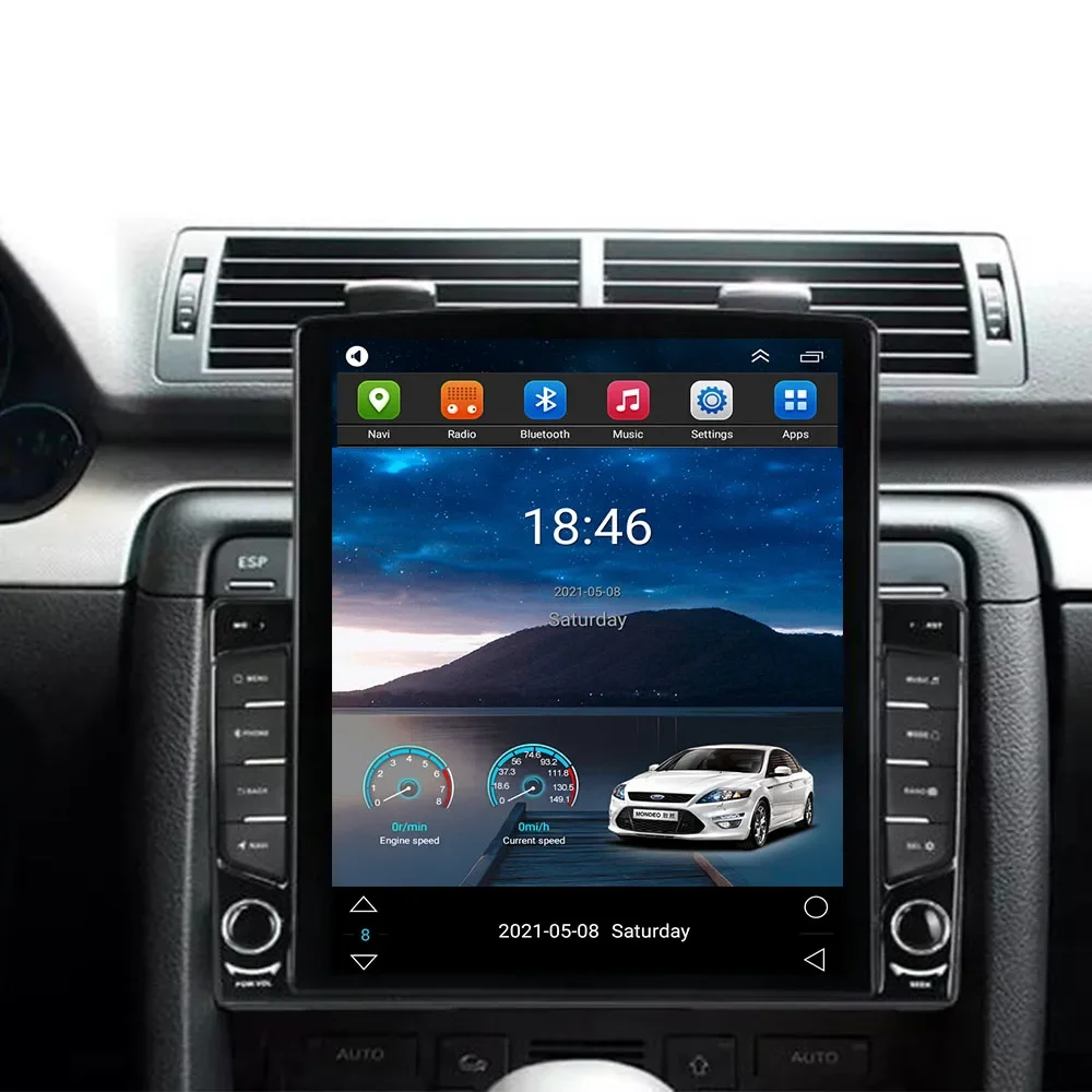 9.7 "android 14 rádio do carro para audi a4 2002-2007 s4 rs4 b6 b8 b7 reprodutor multimídia navegação gps carplay 4g + wifi para estilo tesla